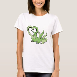 T-shirt femme dragons couple queue de coeur