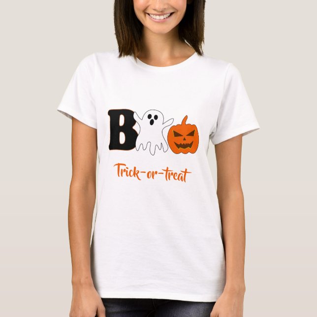 T-shirt Femme Drôle Boo Halloween (Devant)