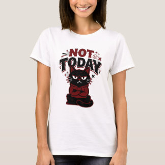 T-shirt femme drôle chat noir grincheux pas aujour