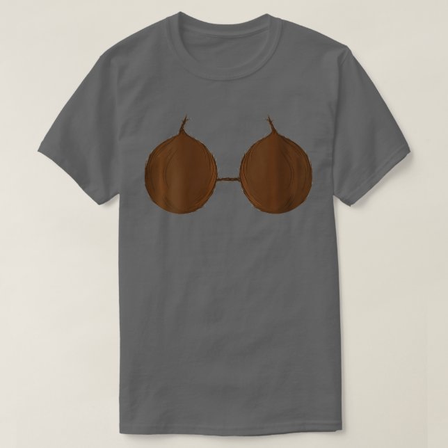 T-shirt Femme Drôle Été Hawaïen Bra de noix de coco Adulte (Design devant)