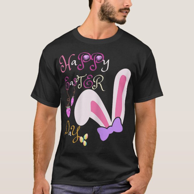 T-shirt Femme Drôle Lapin Lapin Face CITE Joyeux Pâques  (Devant)