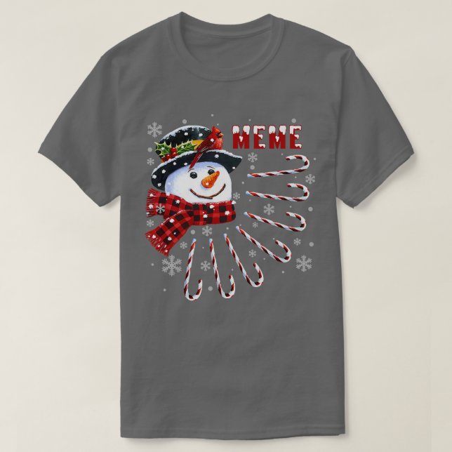 T-shirt Femme drôle Mème Noël Snowman avec Candy Can (Design devant)