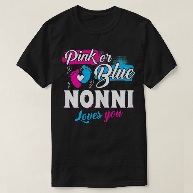 T-shirt Femme Drôle Mignonne Rose Ou Bleu Nonni Aime Vous  (Design devant)