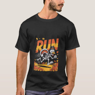 T-shirt Femme Drôle Skeleton Turquie Run Thanksgiving Fall