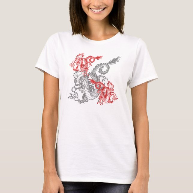 T-shirt Femme du Dragon Rouge Chinois (Devant)