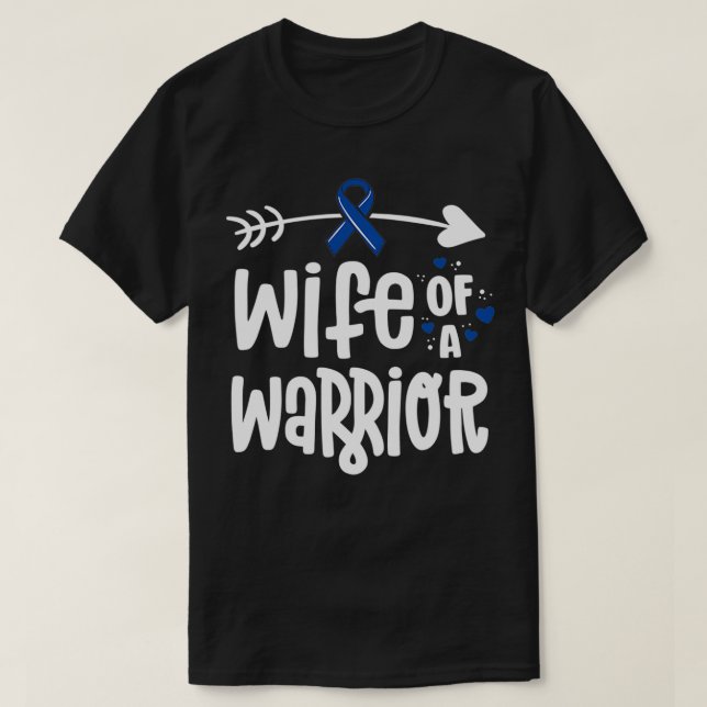 T-shirt Femme D'Un Guerrier Bleu Ruban Famille Cancer Du C (Design devant)