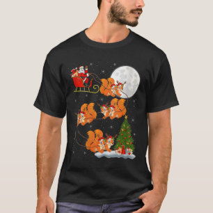 T-shirt Femme Écureuil Père Noël Traîneau Volant Drôle Mag