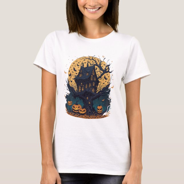 T-shirt femme éffrayant Halloween Treehouse (Devant)