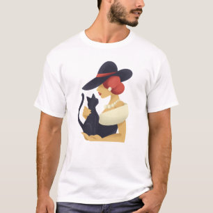 T-shirt Femme Élégante avec chat noir
