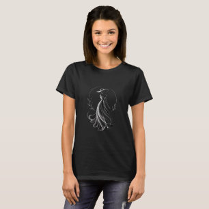 T-shirt Femme Élégante Silhouette dans un Dessin de Ligne