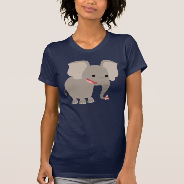 T-shirt Femme Eléphante Cartoon Laughing (Devant)