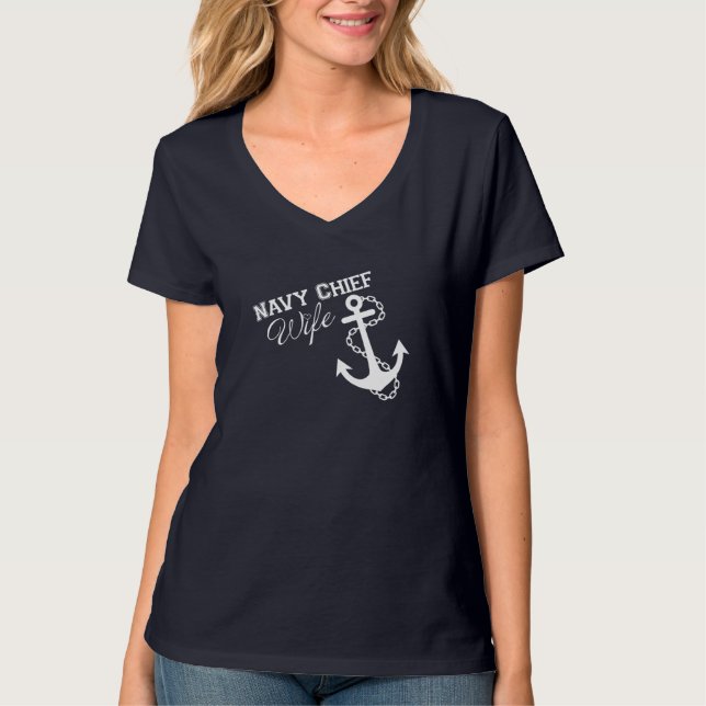 T-shirt Femme en chef de la Marine - Marine avec lettres b (Devant)