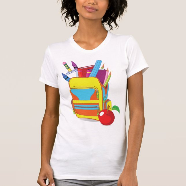 T-shirt femme en sac à l'école complète (Devant)