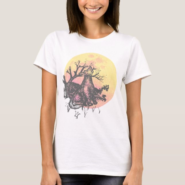 T-shirt Femme en Stylo et Lone Enk Wolf (Devant)