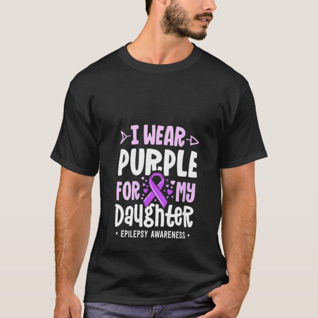 T-shirt Femme Epilepsy Ribbon Je Porte Violet Pour Mon Dau (Devant)