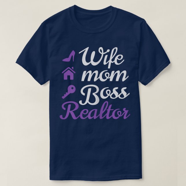 T-shirt Femme Épouse, Maman, Patronne et Agent immobilier  (Design devant)