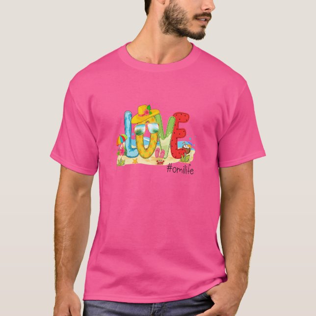 T-shirt Femme été amour Omilife Omi Love Beach Vacatio (Devant)