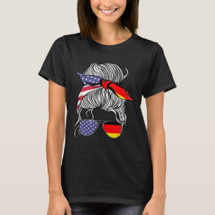 T-shirt Femme Fille Fière Patriote Américano-Allemande Fla