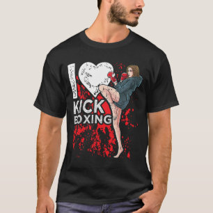 T-shirt Femme Fille Kickboxeuse J'adore La Boxe Thaïe 