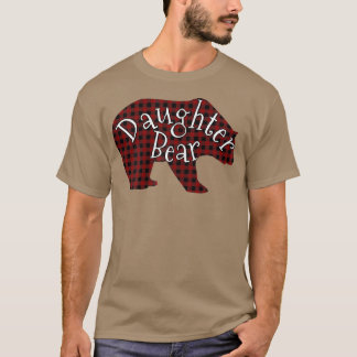 T-shirt Femme Fille Ours Rouge Plaid Design