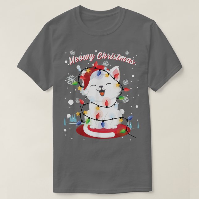 T-shirt Femme Filles Chat Noël Lumières chaton Portrait S (Design devant)