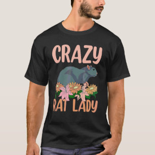 T-shirt Femme Folle de Rats Fleurie Propriétaire d'Animaux