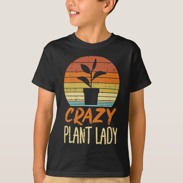 T-shirt Femme folle Plante Lady Sunset Retro Gardening Gar (Devant)