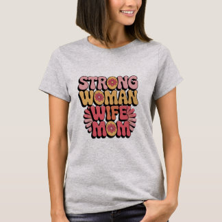 T-shirt Femme forte Maman Maman Rétro Typographie Florale