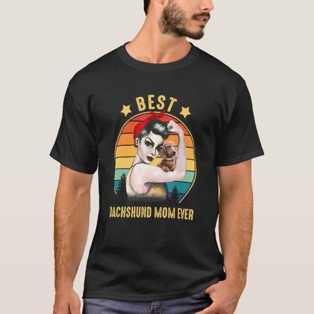 T-shirt Femme forte Meilleure Dachshund Maman Joyeuse Mère (Devant)