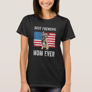 T-shirt Femme Frenchie Mom Drapeau américain Chiens de tau