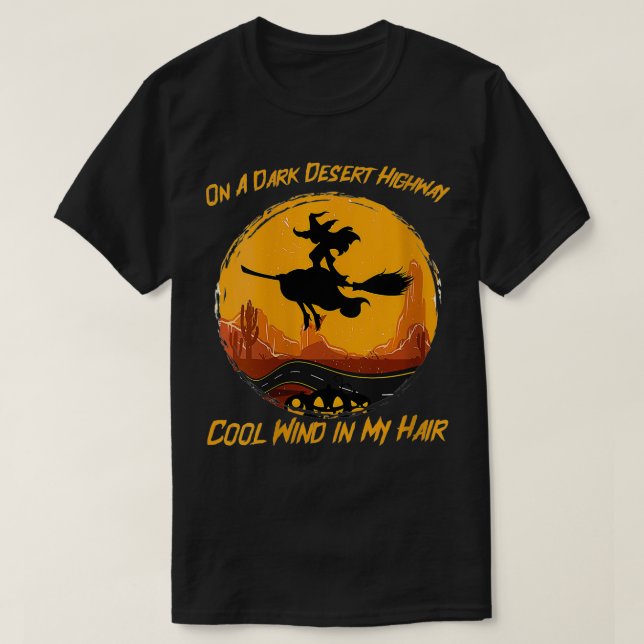 T-shirt Femme Funny Dark Desert Highway Witch Wind dans mo (Design devant)