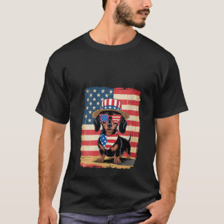 T-shirt Femme Funny Patriotique Dachshund Chien 4 juillet