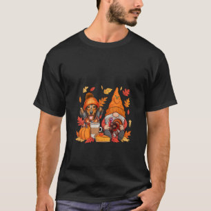 T-shirt Femme Gnome Turquie Dachshund Thanksgiving Fall Le
