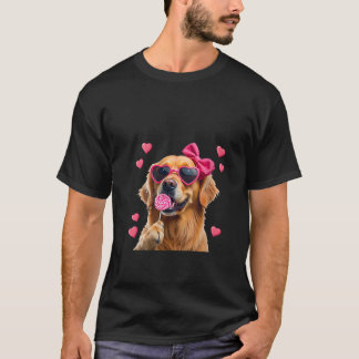 T-shirt Femme Golden Retriever Bubble Gum Coquette Bow Cu