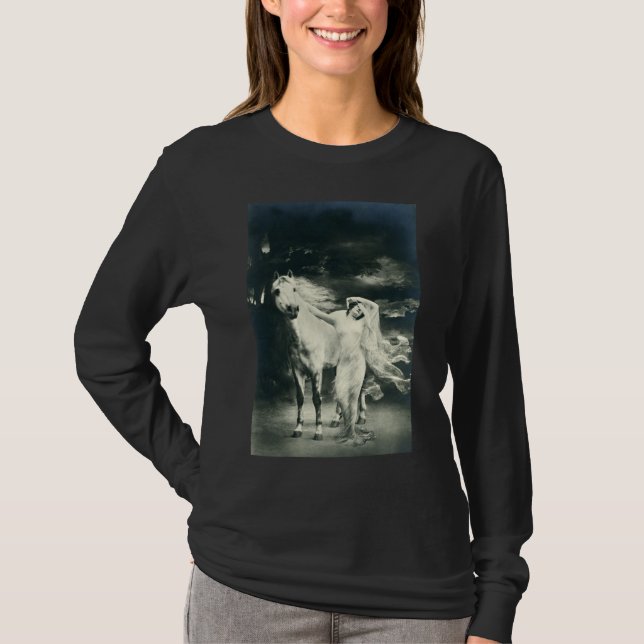 T-shirt Femme gothique avec le cheval blanc (Devant)