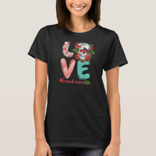 T-shirt Femme Grand Mere Vie Amour Grand-mère Crâne Rose C
