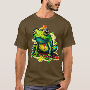 T-shirt Femme Grenouille colorée signe de la paix Hommes F