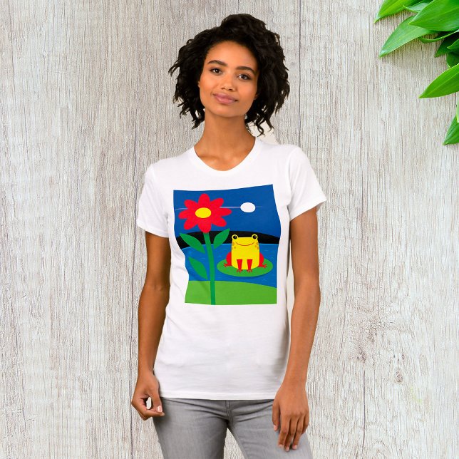 T-shirt femme grenouille jaune mignonne (Créateur téléchargé)