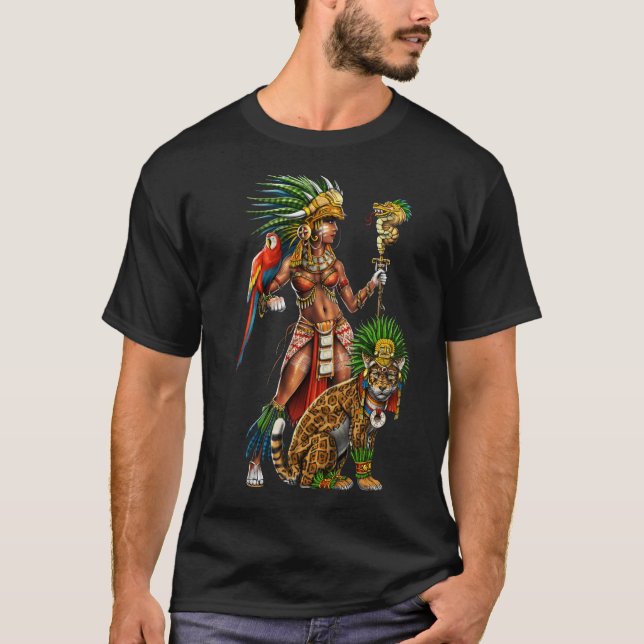 T-shirt Femme guerrière Aztec Jaguar (Devant)