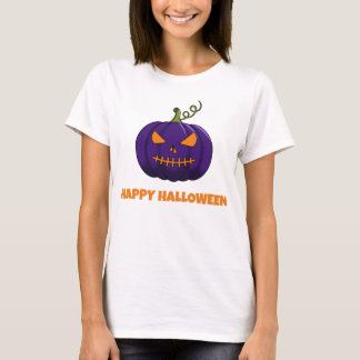 T-shirt femme Happy Halloween Citrouille Violette