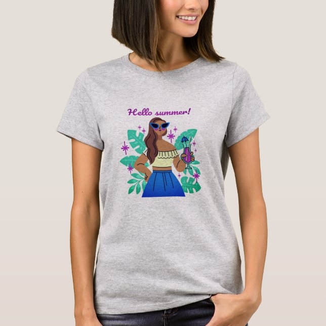 T-shirt femme Hello Summer (Devant)