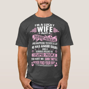 T-shirt Femme Heureuse D'Un Mari Fermier Fier Agriculteur