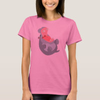 T-shirt femme hippo jote riant caricature