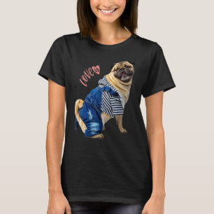 T-shirt Femme Homme Pug Maman Papa Vie Amour Chien Animal