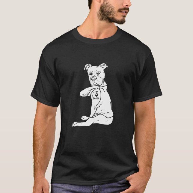 T-shirt Femme I Love Maman Pitbull Love Pit Bull Dog Propr (Devant)