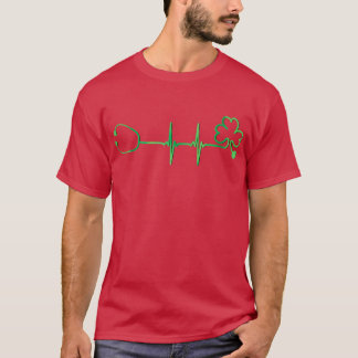T-shirt Femme Irlandaise Infirmière Heartbeat Stethoscope