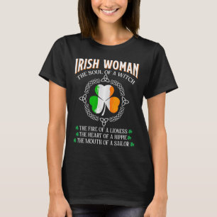 T-shirt Femme Irlandaise L'Âme D'Une Sorcière Shamrocks _1