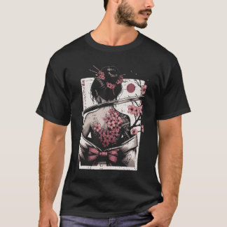 T-shirt Femme Japonaise Cerisier Tatouage Art Geisha Femme