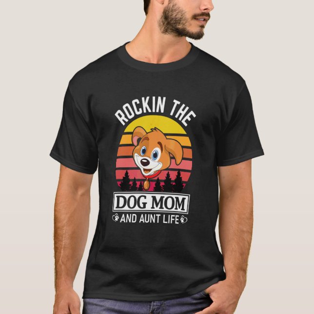 T-shirt Femme Jolie Chien Rocking Chien Maman Et Tante Vie (Devant)