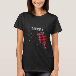 T-shirt Femme Joyeux Buffalo Rouge Plaid Couples Amusants
